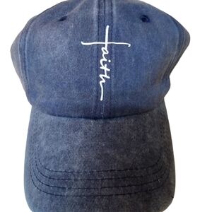 Blue Jean Cross Faith Baseball Cap Adjustable